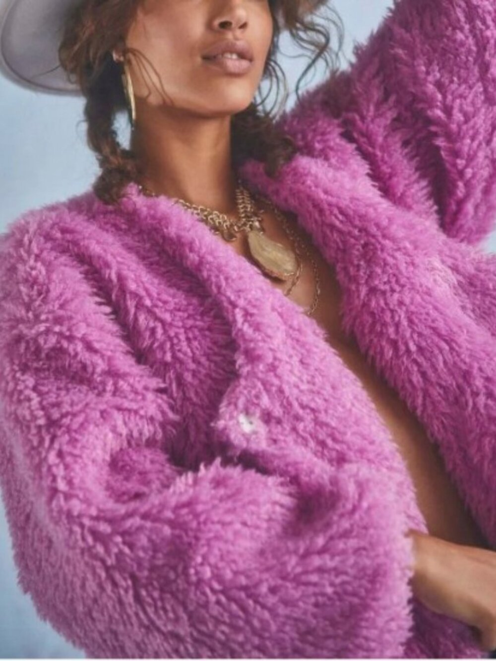Free People Lena Teddy Jacket in Rosebud